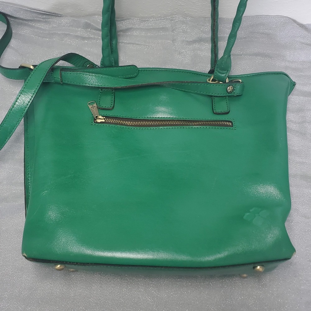 Patricia Nash Adeline Soft Green Leather Floral Embossed Tooled Tote Bag Brass - Picture 5 of 16